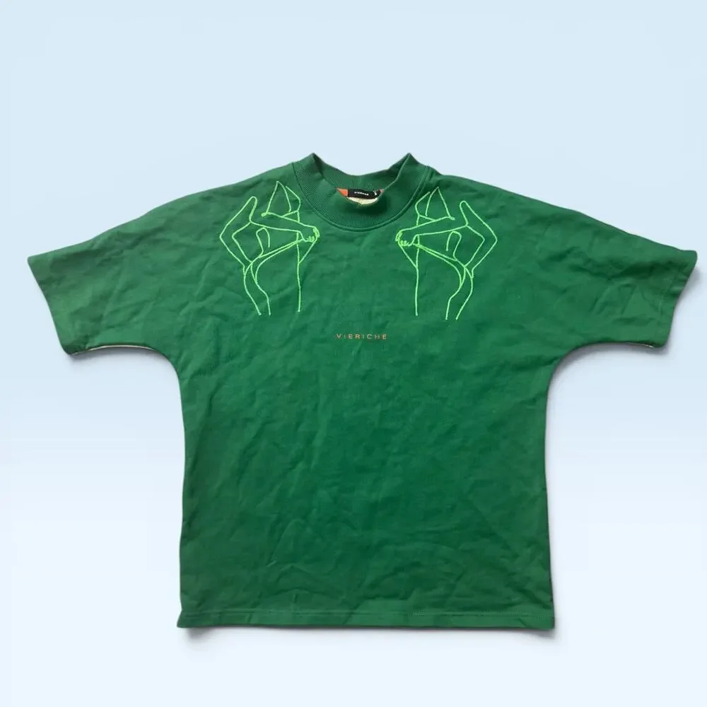 Vieriche Green Graphic Embroidered T-Shirt Men’s Size S Streetwear